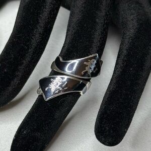 Sterling Silver/Niello Bypass Ring, Siam - size 3